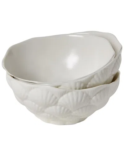 Two's Company Set Of 3 Fan Shell Tidbit Bowls In White
