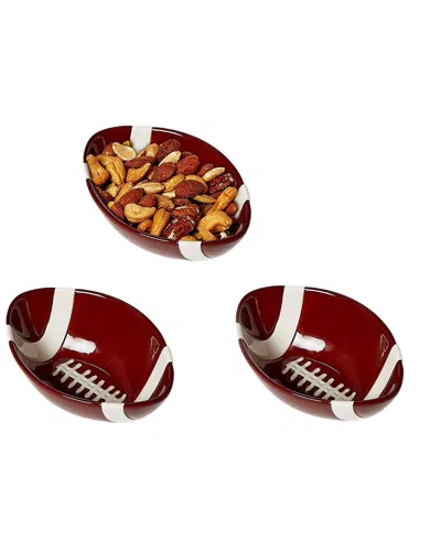Two's Company Set Of 3 Football Tidbit Bowls In Multi