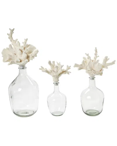Two's Company Set Of 3 Glass Bottle Jars With Stopper In Transparent