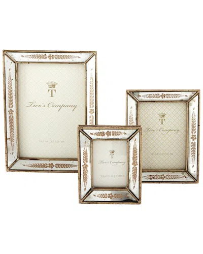 Two's Company Set Of 3 Gold Leaf Photo Frames In Brown