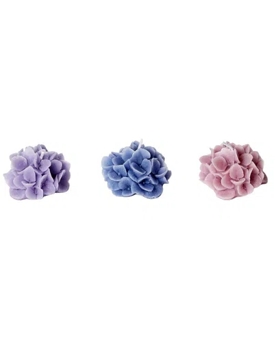 Two's Company Set Of 3 Hydrangea Floral Blooms Scented Candles In Gift Box In Multi