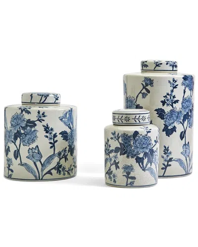 Two's Company Set Of 3 Japanese Blossom Tea Jars In Multicolor