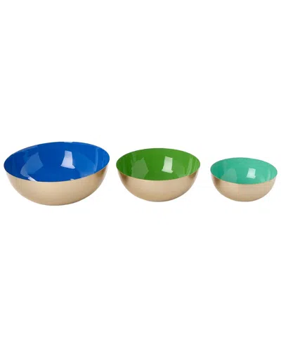 Two's Company Set Of 3 Metal Bowls In Multi