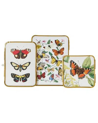 Two's Company Set Of 3 Metal Frames With Antique Trim In Multi