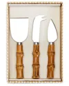 Two's Company Set Of 3 Natural Bamboo Cheese Knives In Gift Box In Beige