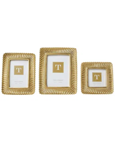 Two's Company Set Of 3 Sculpted Scalloped Plume Photo Frames In Multi