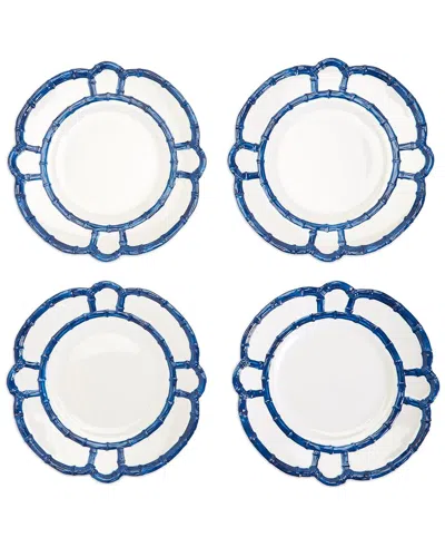 Two's Company Set Of 4 Bamboo Touch Melamine Dinner Plates In Blue