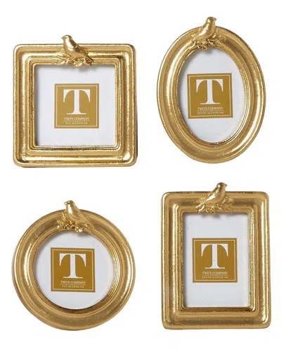 Two's Company Set Of 4 Bird Photo Frames In Gold