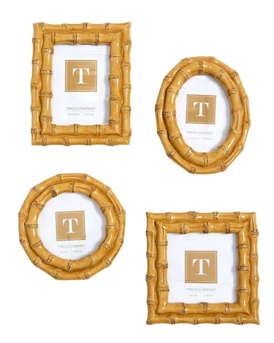 Two's Company Set Of 4 Blonde Photo Frames In Gold