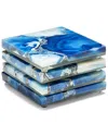 Two's Company Set Of 4 Blue Agate Coasters With Resin Base In Blue