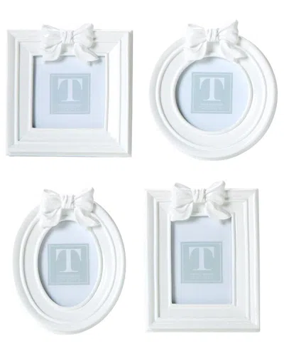 Two's Company Set Of 4 Bow Photo Frames In White
