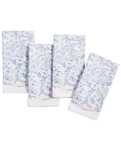 Two's Company Set Of 4 Gilded Cottage Cloth Napkins In Blue