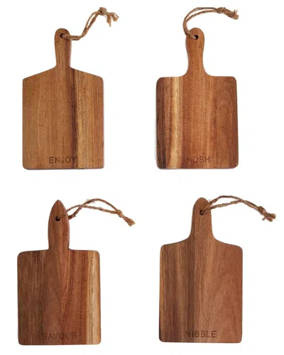 Two's Company Set Of 4 Individual Charcuterie Boards In Beige