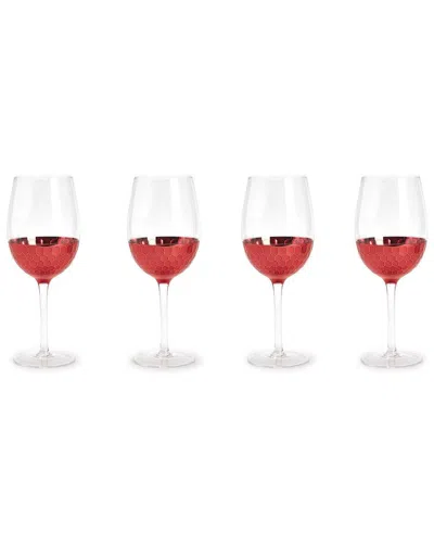 Two's Company Set Of 4 Red Hot Faceted Wine Glasses