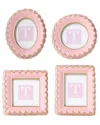 Two's Company Set Of 4 Scalloped Mini Photo Frames In Pink