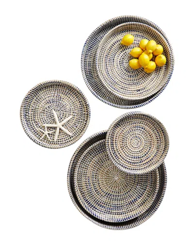 TWO'S COMPANY TWO'S COMPANY SET OF 6 NESTED WOVEN TRAYS