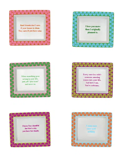 Two's Company Set Of 6 Sassy Wise Saying Desk Trays In Gift Box In Multi
