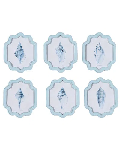 Two's Company Set Of 6 Shell Wall Art Pieces In Blue