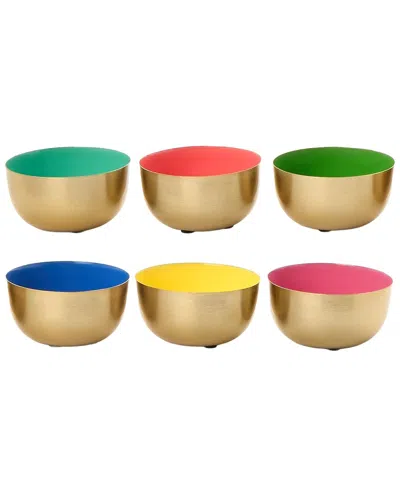 Two's Company Set Of 6 Small Metal Bowls With Enamel In Multi