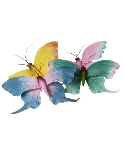 Two's Company Set Of 8 Oversized Clip Butterflies In Multi