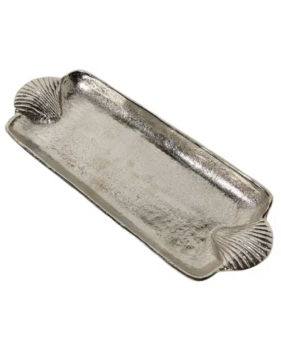 Two's Company Shell Handled Tray In Silver