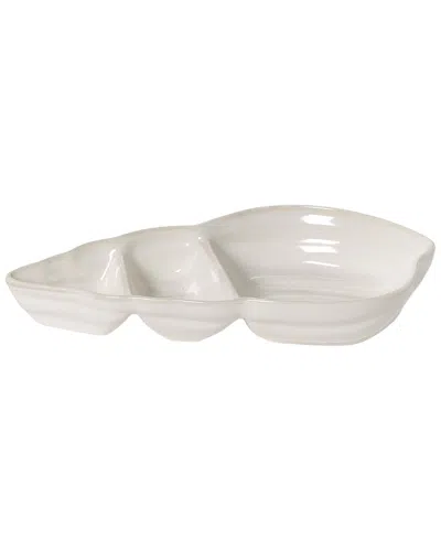 Two's Company Shell Shaped Sectional Serving Dish In White