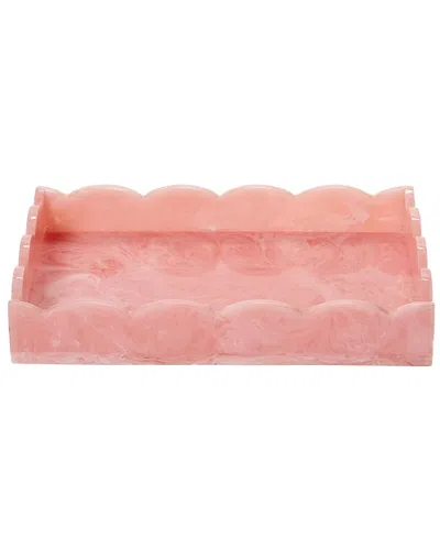 Two's Company Swirl Scalloped Edge Serving / Desk Tray In Pink