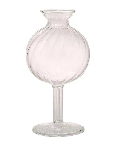 Two's Company Verre Fluted Swirl Globe Vase In White