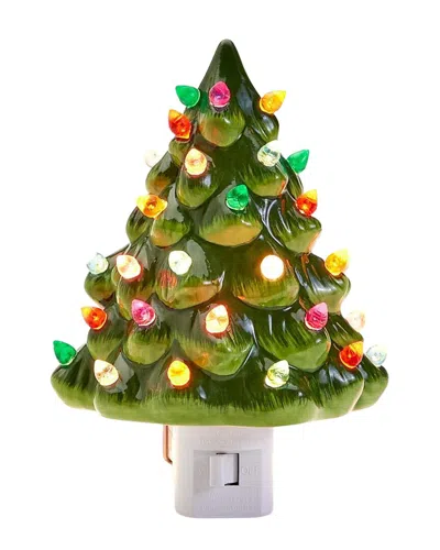 Two's Company Vintage Christmas Tree Nightlight Decor In Green