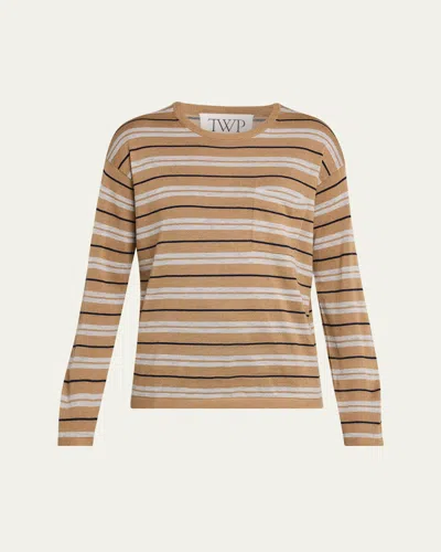 Twp 4th St Striped Cashmere Top In Orange