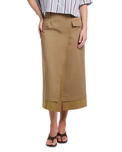 Twp A Trip To The Met Cotton Midi Skirt In Brown