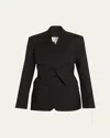 Twp After Five Collarless Wool Suiting Blazer In Black