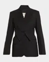 Twp After Five Collarless Wool Suiting Blazer In Black