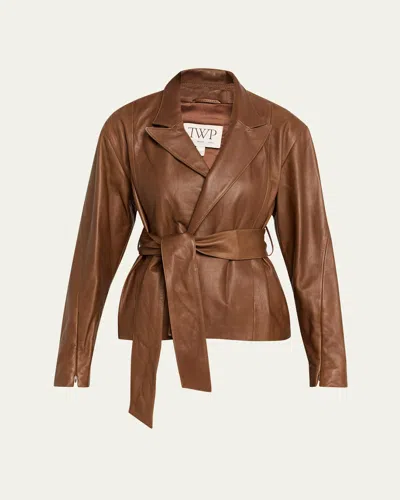 Twp Andie Leather Wrap Jacket In Brown