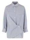 Twp Asymmetrical Striped Shirt In Gray