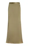 Twp At Last Silk-charmeuse Maxi Skirt In Green