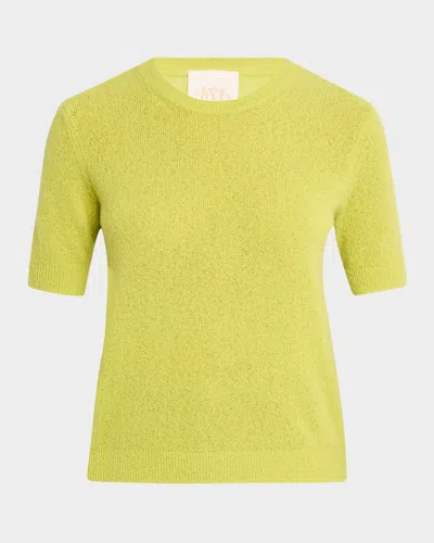 Twp Audrey Cashmere Crewneck Top In Lime Green