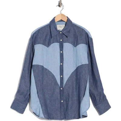 Twp Austin Hemp Button-up Shirt In Blue