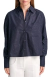Twp Average Joe Embellished Button-front Shirt In Midnight