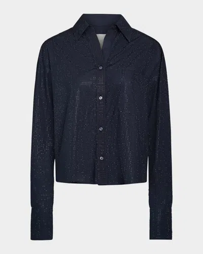 Twp Average Joe Embellished Button-front Shirt In Blue