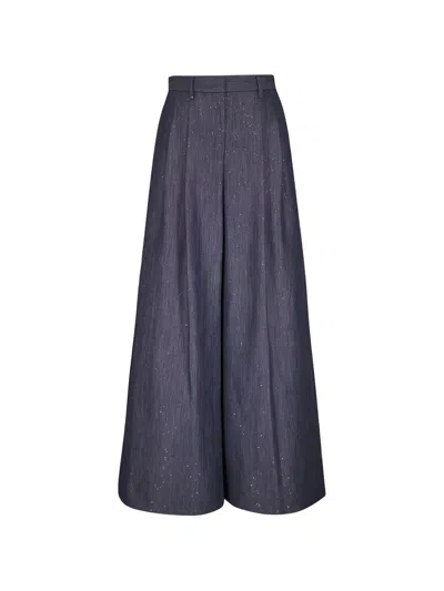 Twp Avery Embellished Palazzo-pants In Blue