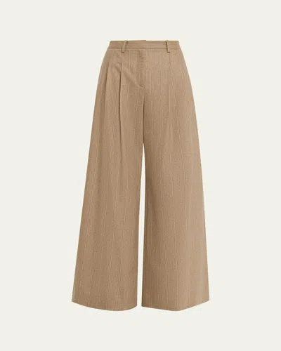 Twp Avery Pinstripe Pleated Trousers In Brown