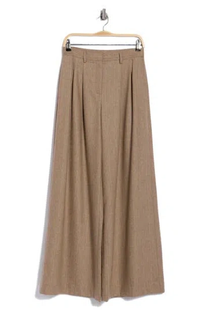 Twp Avery Pinstripe Wide Leg Wool Blend Pants In Brown