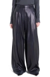 Twp Avery Wide Leg Leather Pants In Blue