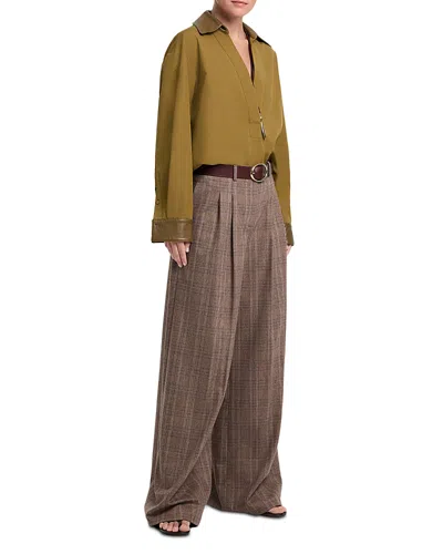 Twp Avery Wool-blend Wide Leg Pants In Brown