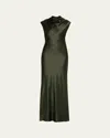 Twp Womens Duffle Bag Back To You Open-back Woven Maxi Dress In Green