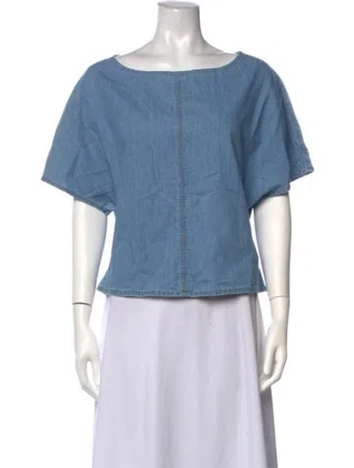 Pre-owned Twp Bateau Neckline Short Sleeve Top W/ Tags In Blue