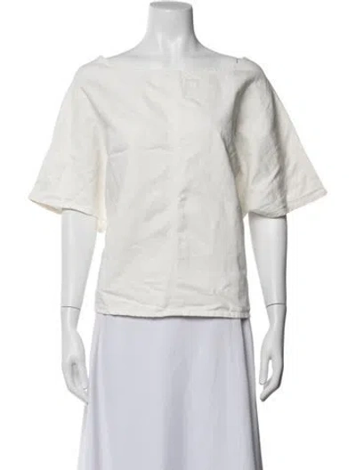 Pre-owned Twp Bateau Neckline Short Sleeve Top In White