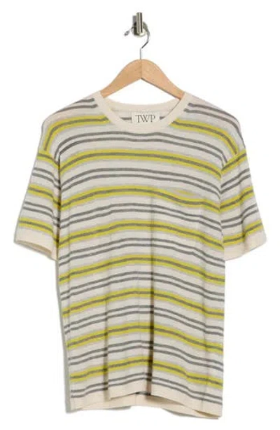 Twp Beach Stripe Short Sleeve Wool Sweater In Multi