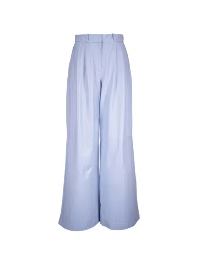 Twp Belt-loops Leather Trousers In Blue